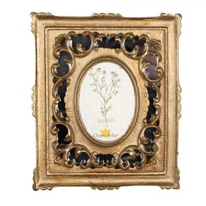 Zlatý antik fotorámeček s ornamenty - 16*3*20 cm / 7*9 cm Clayre & Eef  - -