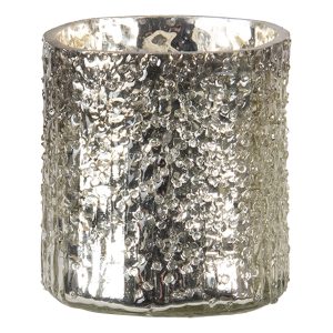 Zlato-stříbrný skleněný svícen Lumis - Ø 8*8 cm Clayre & Eef  - -