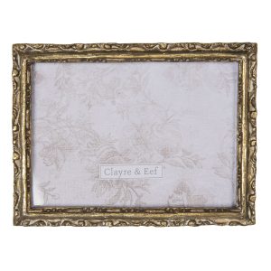 Zlatý vintage rámeček na fotografie s ornamenty - 15*2*20 cm / 13*18 cm Clayre & Eef  - -