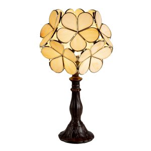 Žlutá stolní lampa Tiffany Bloom - 21*21*38 cm E14/max 1*25W Clayre & Eef  - -