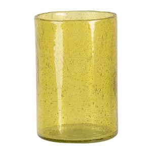 Žlutý skleněný svícen na čajovou svíčku - 15*10 cm Clayre & Eef  - -