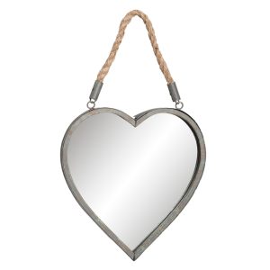 Zrcadlo ve tvaru srdce zavěšené na lanu - 27*3*29 cm Clayre & Eef  - -