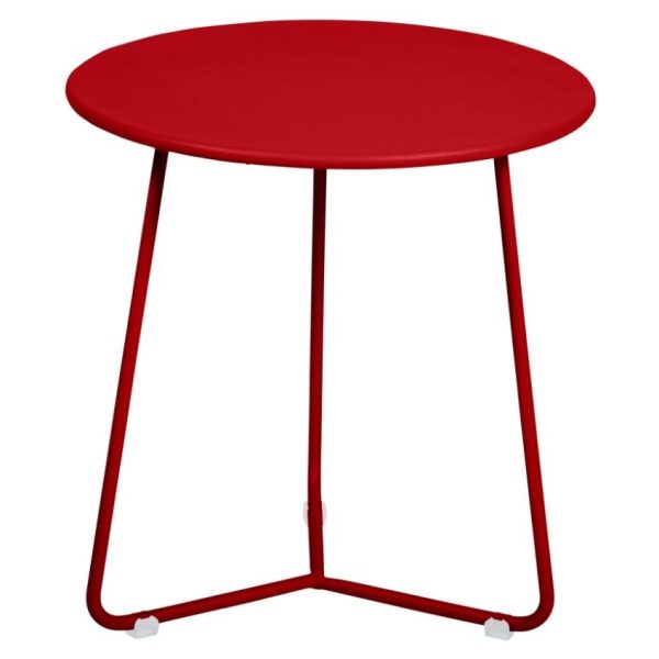 Makově červený kovový odkládací stolek Fermob Cocotte 34 cm  - Výška36 cm- Průměr 34 cm