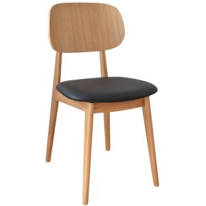 FormWood Dubová jídelní židle Rabbit s černým koženkovým sedákem  - Výška84 cm- Šířka 41 cm