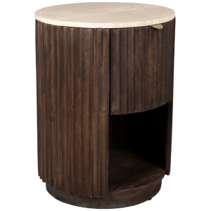 Hnědý dřevěný noční stolek DUTCHBONE MARLOW 45 cm  - Výška60 cm- Šířka 45 cm