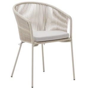 Světle béžová pletená jídelní židle Kave Home Yanet  - Výška80 cm- Šířka 56 cm