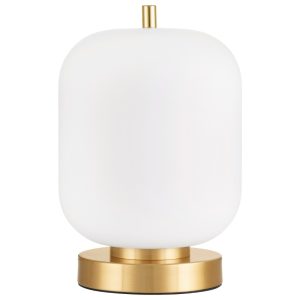 Bílá skleněná stolní lampa Nova Luce Lato se zlatou podstavou  - Výška25 cm- Průměr 16