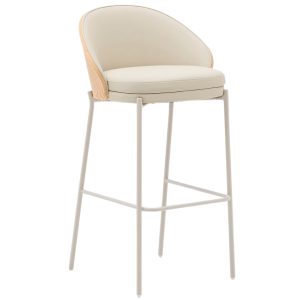 Béžová koženková barová židle Kave Home Eamy 77 cm  - Výška98 cm- Šířka 54 cm