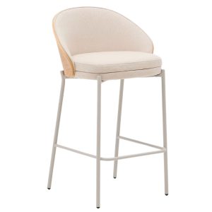 Béžová čalouněná barová židle Kave Home Eamy 65 cm  - Výška86 cm- Šířka 54 cm