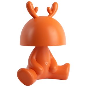 Present time Oranžová plastová dětská LED lampa Fawn 27 cm  - Výška27 cm- Šířka 17 cm