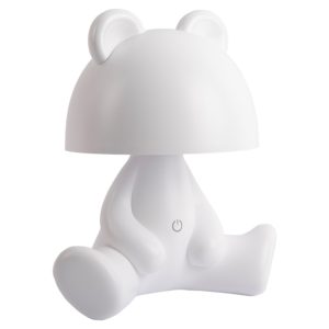 Present time Bílá plastová dětská LED lampa Teddy 27 cm  - Výška27 cm- Šířka 17 cm