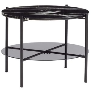 Černý mramorový konferenční stolek Hübsch Stunning 65 cm  - Výška45 cm- Výška podnože 46 cm