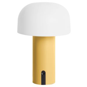 Present time Žlutá plastová stolní LED lampa Cecile  - Výška22