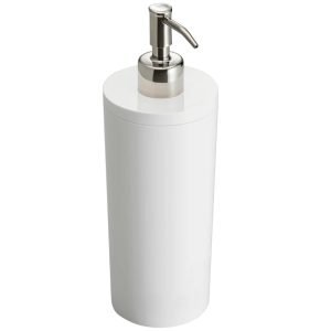 Bílý plastový dávkovač na mýdlo Yamazaki Round  - Výška23 cm- Šířka 8 cm