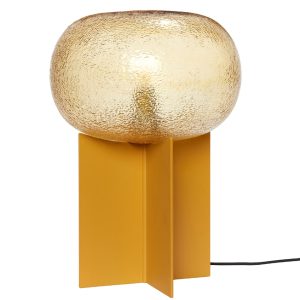 Oranžová skleněná stolní lampa Hübsch Podium  - Výška36 cm- Průměr stínidla 25 cm