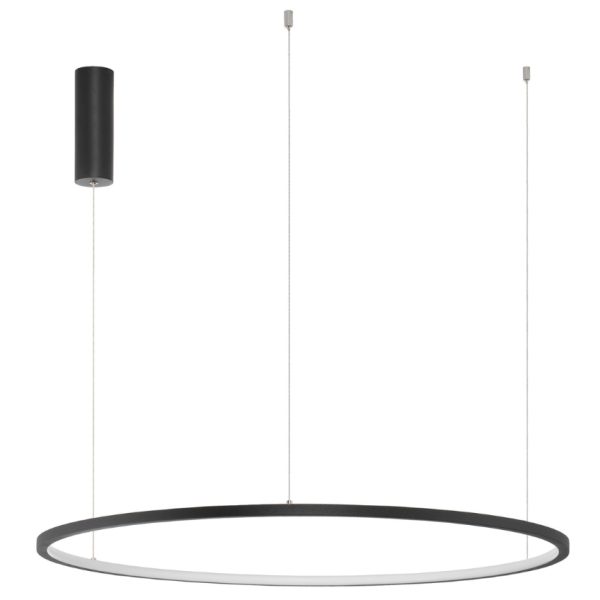 Černé kovové závěsné LED světlo Nova Luce Tarquin 80 cm  - Výška200 cm- Průměr 80 cm