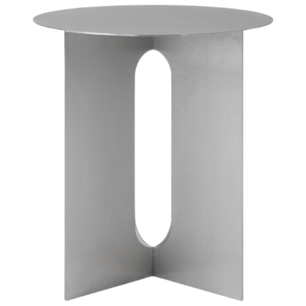 Audo CPH Stříbrný kovový odkládací stolek AUDO ANDROGYNE 40 cm  - Výška43 cm- Průměr desky 40 cm