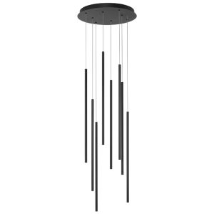 Černé kovové závěsné LED světlo Nova Luce Elettra 40 cm  - Výška100 cm- Průměr základny 40 cm