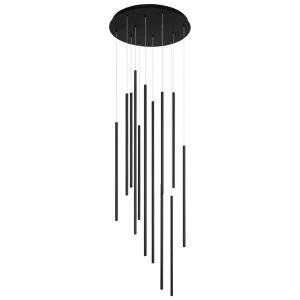 Černé kovové závěsné LED světlo Nova Luce Elettra 50 cm  - Výška165 cm- Průměr základny 50 cm