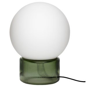 Bílo-zelená skleněná stolní lampa Hübsch Sphere  - Výška33 cm- Průměr stínidla 25 cm