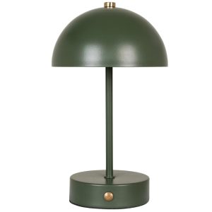 Nordic Living Tmavě zelená kovová stolní LED lampa Halle  - Výška25 cm- Průměr 16