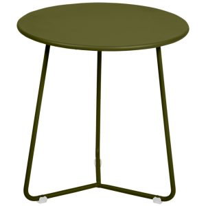 Zelený kovový odkládací stolek Fermob Cocotte 34 cm - odstín pesto  - Výška36 cm- Průměr 34 cm