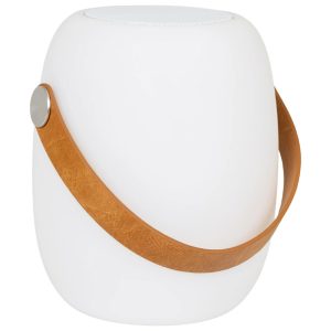 Nordic Living Bílá plastová stolní LED lampa s bluetooth reproduktorem Carin  - Výška21 cm- Šířka 18 cm