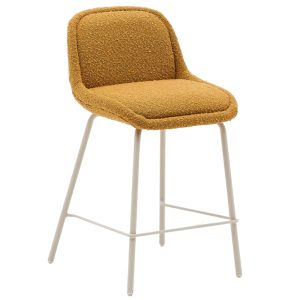 Hořčicově žlutá čalouněná barová židle Kave Home Aimin 65 cm  - Výška89