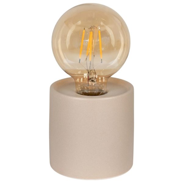 Nordic Living Béžová keramická LED lampa Ebony  - Výška17 cm- Průměr 9 cm