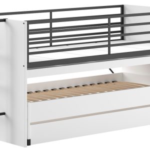 Bílá lakovaná patrová postel Vipack Sam 90 x 200 cm  - Výška117 cm- Šířka 209 cm