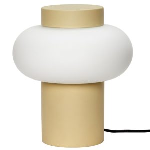 Bílo-béžová kovová stolní lampa Hübsch Camp  - Výška25 cm- Průměr stínidla 23 cm