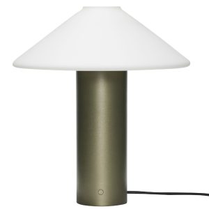 Bílo-zelená kovová stolní lampa Hübsch Orbit  - Výška40 cm- Průměr stínidla 35 cm
