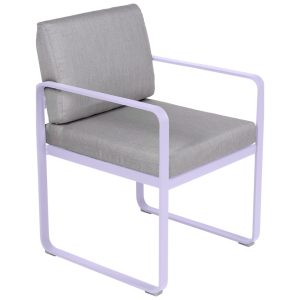 Šedá čalouněná zahradní židle Fermob Bellevie s fialovou podnoží  - Výška83 cm- Šířka 55