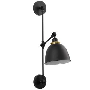 Černé kovové nástěnné světlo Nova Luce Virgo  - Výška44 cm- Hloubka 27 cm
