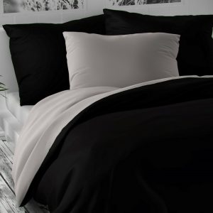 Kvalitex Saténové povlečení Luxury Collection černá/světle šedá  - Velikost140 x 200 cm