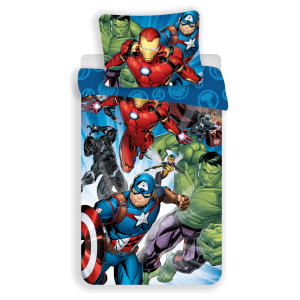 Jerry Fabrics Bavlněné povlečení 140x200 + 70x90 cm - Avengers "Brands 02"  - MateriálBavlna- Barva Bílé