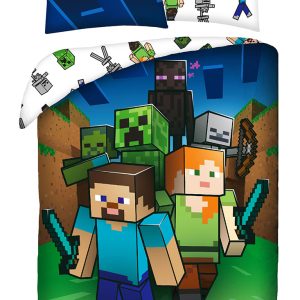 Halantex Bavlněné povlečení 140x200 + 70x90 cm - Minecraft  Characters  - MateriálBavlna- Barva Bílé