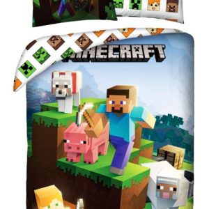 Halantex Bavlněné povlečení 140x200 + 70x90 cm - Minecraft Farma animals  - MateriálBavlna- Barva Bílé