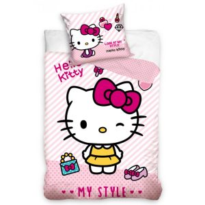 Carbotex Bavlněné povlečení 140x200 + 70x90 cm -  Hello Kitty My Style  - MateriálBavlna- Barva Bílé