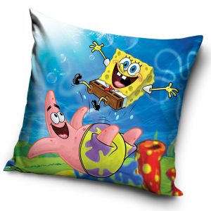 TipTrade Povlak na polštářek 40x40 cm - Sponge Bob a Patrikova trampolína  - MateriálPolyester- Rozměr 40 x 40 cm