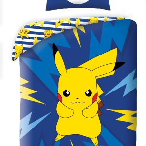 Halantex Bavlněné povlečení 140x200 + 70x90 cm - Pokémon Pikachu a Pokéball  - MateriálBavlna- Barva Modré