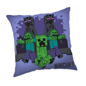 Jerry Fabrics Dekorační polštářek 40x40 cm - Minecraft "Mobs coming for you"  - BarvaModré- Barva Zelené