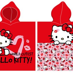 TipTrade Dětské pončo 55x110 cm - Hello Kitty Nejroztomilejší na světě  - MateriálBavlna- Materiál Froté