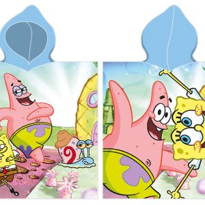 Carbotex Dětské pončo 55x110 cm - Sponge Bob a Patrick  - MateriálBavlna- Materiál Froté