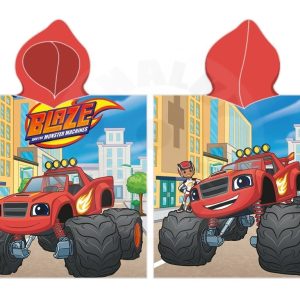 Carbotex Dětské pončo 55x110 cm - Plamínek a čtyřkoláci Monster Truck  - MateriálBavlna- Materiál Froté