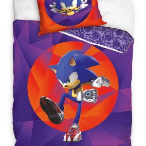 TipTrade Bavlněné povlečení 140x200 + 70x90 cm - Ježek Sonic Prime  - MateriálBavlna- Barva Fialové