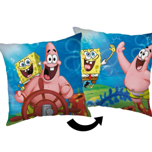 Jerry Fabrics Dekorační polštářek 40x40 cm - Sponge Bob "Sea"  - BarvaModré- Materiál Polyester