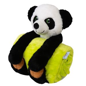 Babymatex Deka CAROL 85x100 cm - Zelená s plyšákem Panda  - BarvaBílé- Barva Zelené