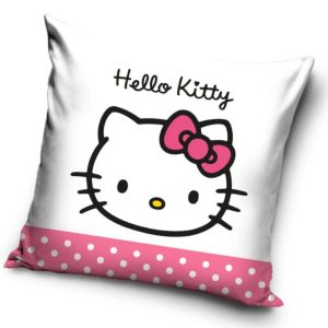 Carbotex Povlak na polštářek 40x40 cm - Hello Kitty Růžová mašlička  - BarvaBílé- Materiál Polyester