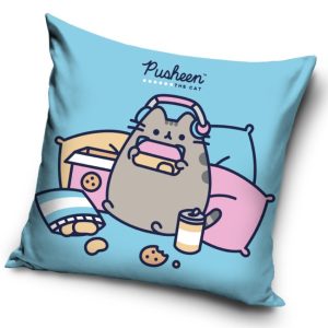 Carbotex Povlak na polštářek 40x40 cm - Kočička Pusheen Chill Time  - BarvaModré- Materiál Polyester